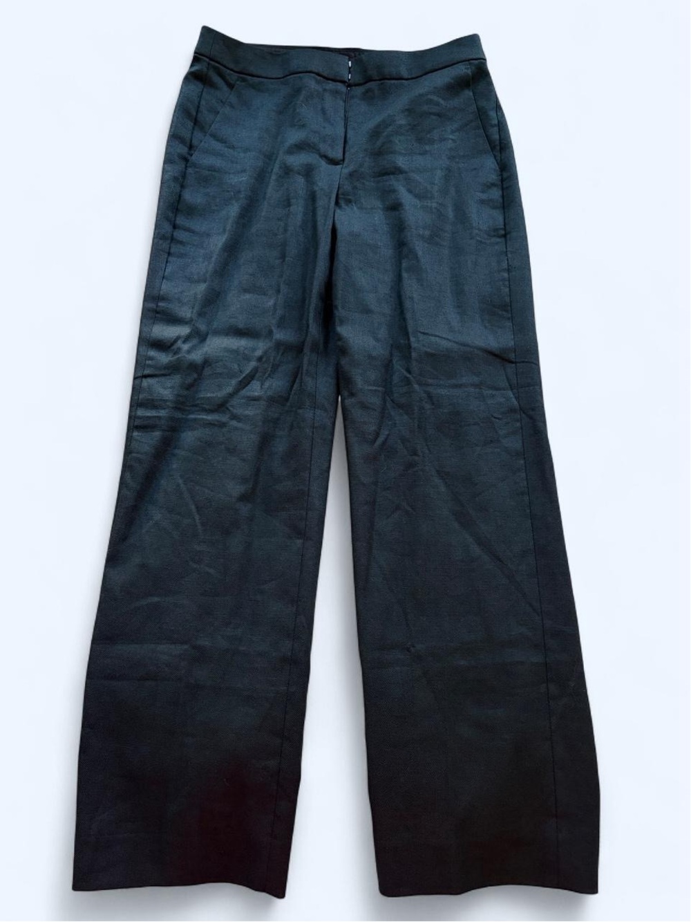 NWT J.Crew Kate Black Linen Blend Straight Leg Pants Size 4